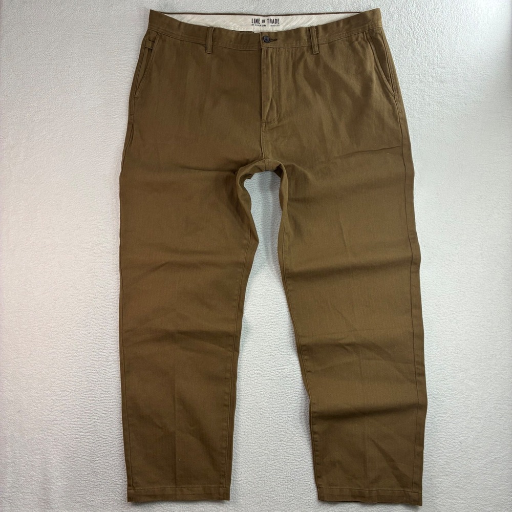 Line Of Trade The Officer Chino Pant Men 42x32 Brown Herringbone Military Preppy